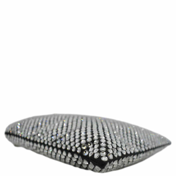 PRADA Chain Flat Mini Crystal Embellished Satin Tote Bag Silver