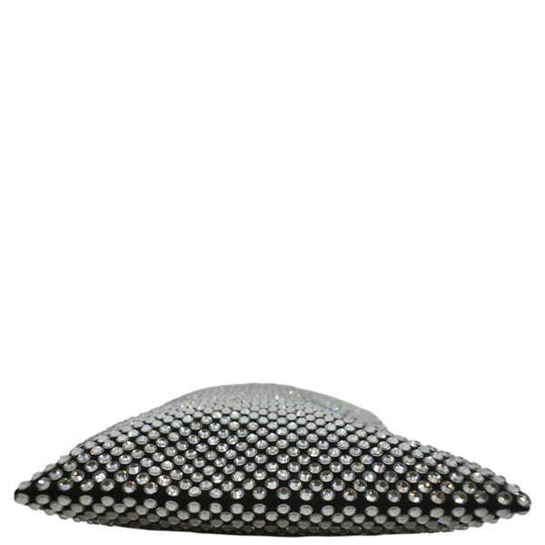 PRADA Chain Flat Mini Crystal Embellished Satin Tote Bag Silver