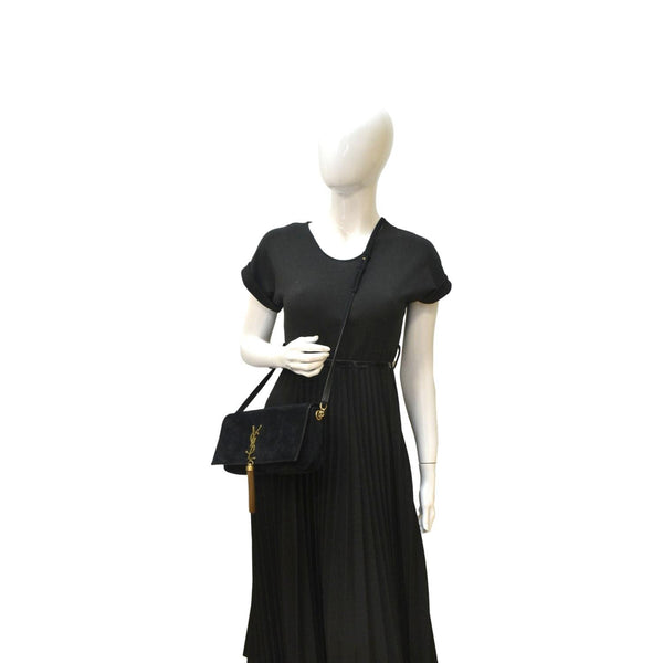 YVES SAINT LAURENT Kate Tassel Suede Crossbody Bag Black