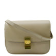 CELINE Classic Box Medium  Leather Flap Shoulder Bag Greige