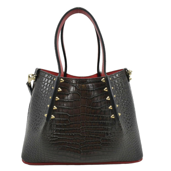 CHRISTIAN LOUBOUTIN Cabarock Mini Crocodile Embossed Leather Shoulder Bag Brown