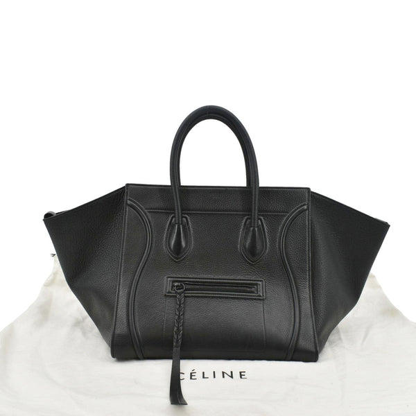 CELINE Luggage Phantom Medium Leather Tote Bag Black
