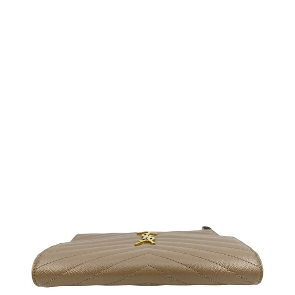 YVES SAINT LAURENT Cassandre Flap Leather Pouch Beige