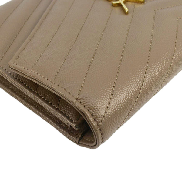 YVES SAINT LAURENT Cassandre Flap Leather Pouch Beige