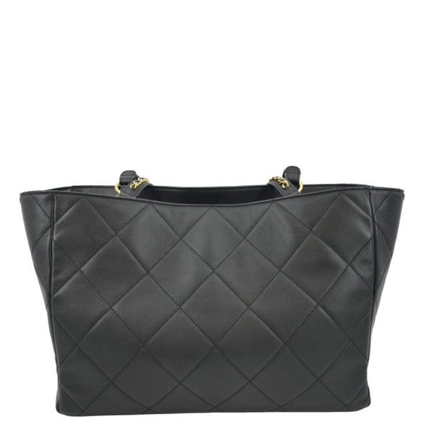 CHANEL Shopping Quilted Leather Tote Bag Black