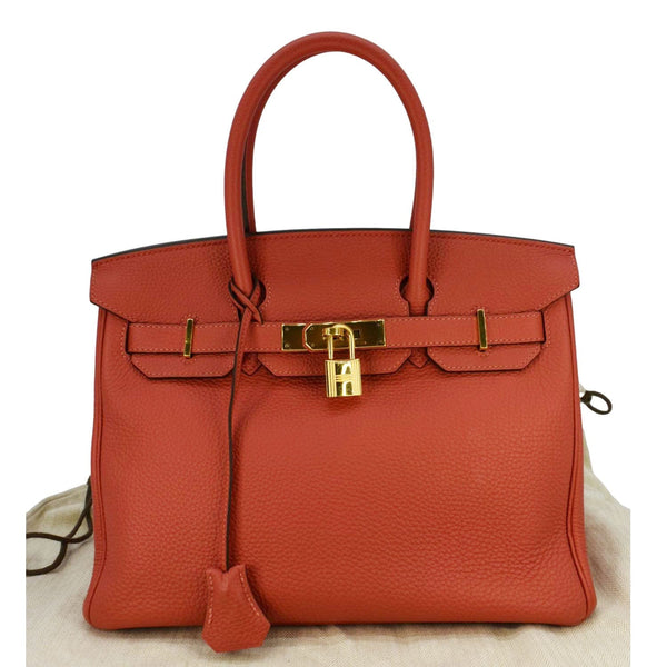 HERMES Birkin 30 Togo Leather Tote Bag Red
