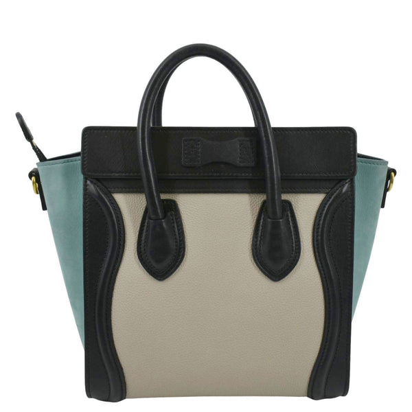 CELINE Luggage Calfskin Leather and Suede Crossbody Bag Tricolor