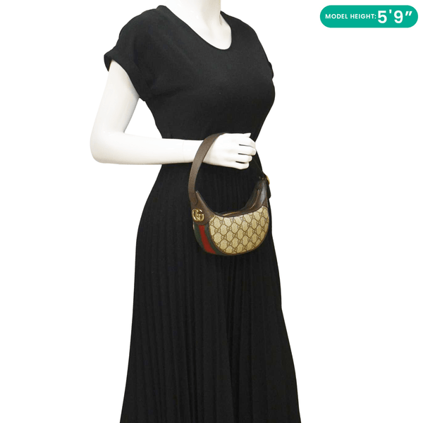 GUCCI Ophidia Mini GG Supreme Canvas Hobo Bag Beige 658551