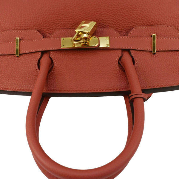 HERMES Birkin 30 Togo Leather Tote Bag Red
