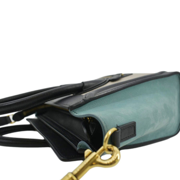 CELINE Luggage Calfskin Leather and Suede Crossbody Bag Tricolor