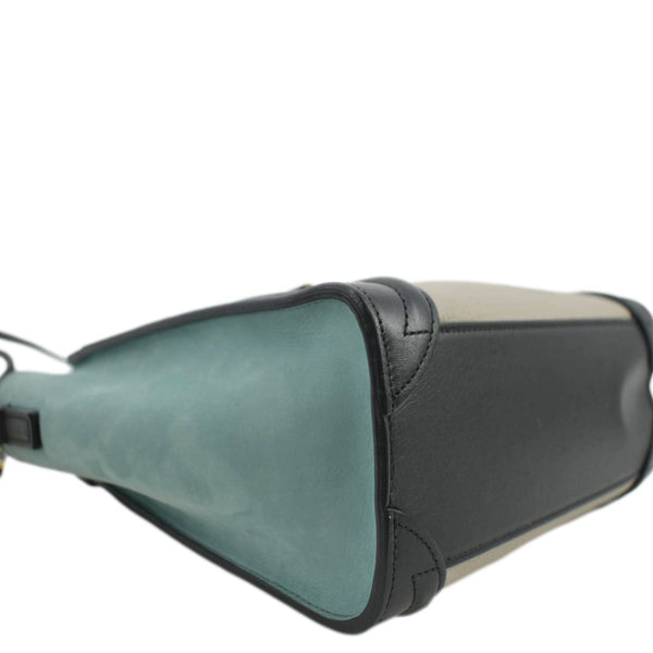 CELINE Luggage Calfskin Leather and Suede Crossbody Bag Tricolor