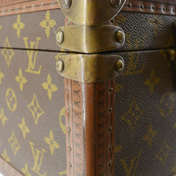 LOUIS VUITTON Bisten Vintage Monogram Canvas Travel Trunk Suitcase Bag Brown