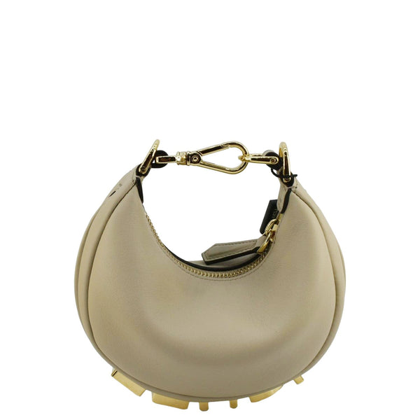 FENDI FendiGraphy Mini Smooth Leather Hobo Bag Cream