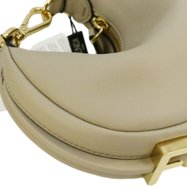 FENDI FendiGraphy Mini Smooth Leather Hobo Bag Cream