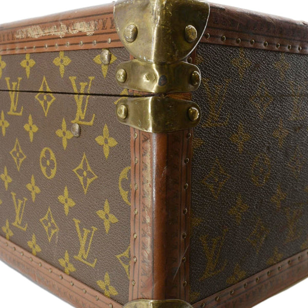 LOUIS VUITTON Bisten Vintage Monogram Canvas Travel Trunk Suitcase Bag Brown
