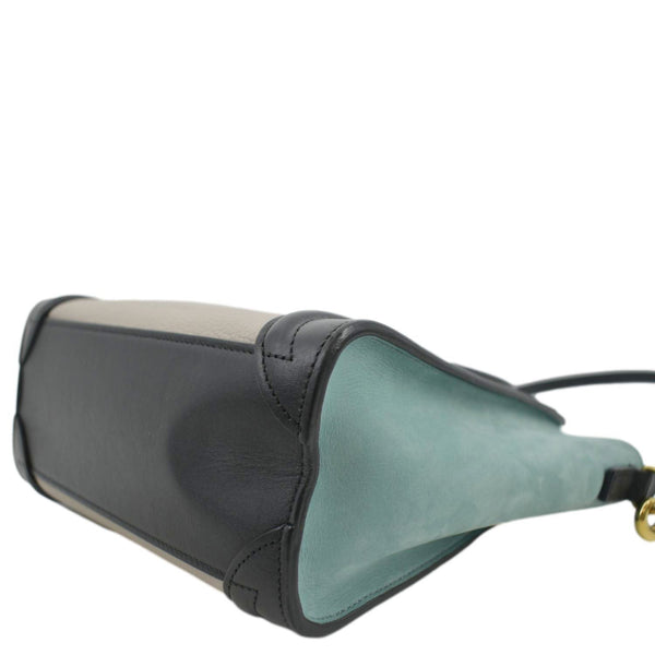 CELINE Luggage Calfskin Leather and Suede Crossbody Bag Tricolor