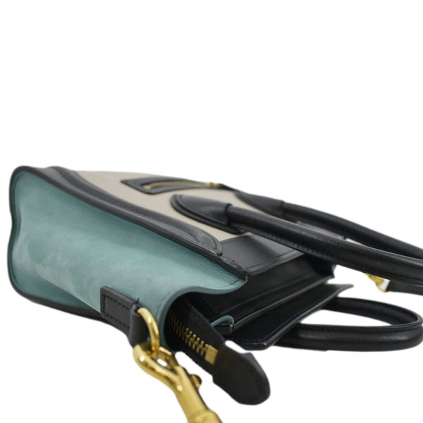 CELINE Luggage Calfskin Leather and Suede Crossbody Bag Tricolor