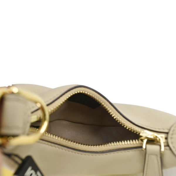 FENDI FendiGraphy Mini Smooth Leather Hobo Bag Cream