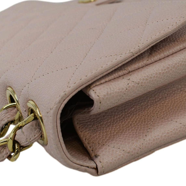 CHANEL Vintage Classic Jumbo Single Flap Caviar Leather Shoulder Bag Dusty Pink