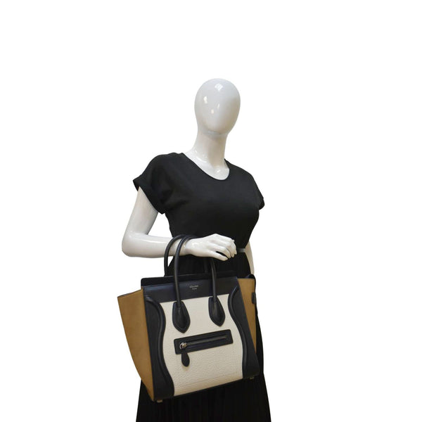 CELINE Micro Luggage Calfskin Leather Tote Bag Tri-Color