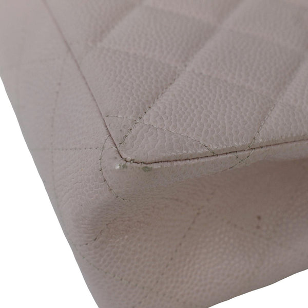 CHANEL Vintage Classic Jumbo Single Flap Caviar Leather Shoulder Bag Dusty Pink