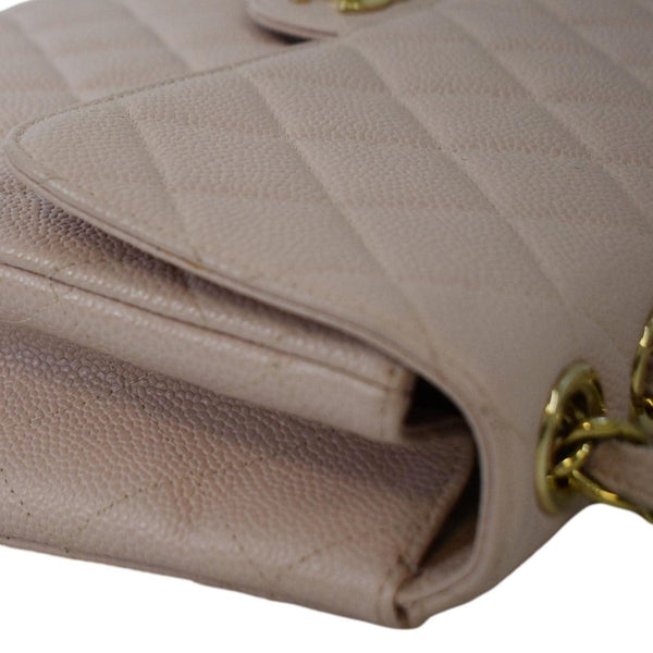 CHANEL Vintage Classic Jumbo Single Flap Caviar Leather Shoulder Bag Dusty Pink