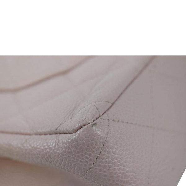 CHANEL Vintage Classic Jumbo Single Flap Caviar Leather Shoulder Bag Dusty Pink