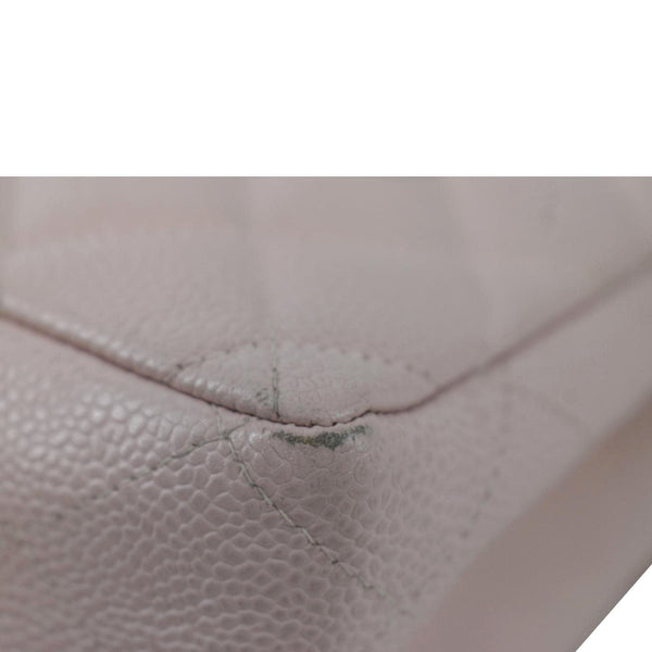 CHANEL Vintage Classic Jumbo Single Flap Caviar Leather Shoulder Bag Dusty Pink