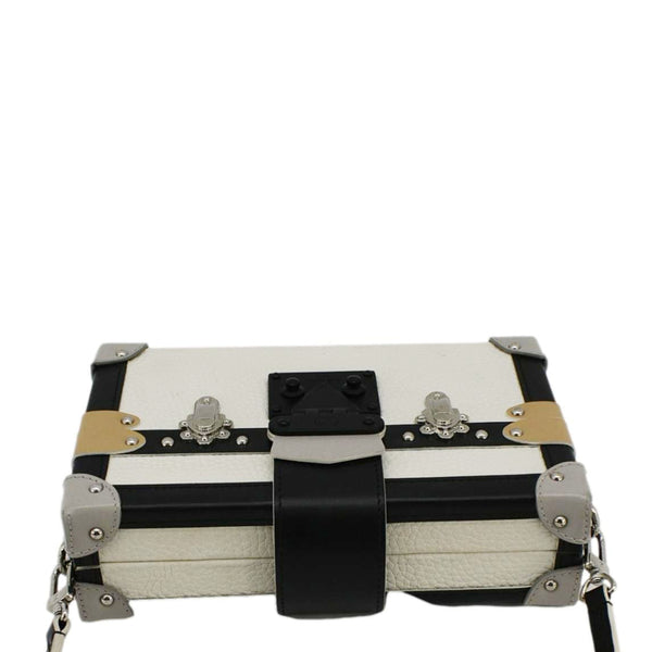 LOUIS VUITTON Petite Malle Trunk Leather Crossbody Bag Off White