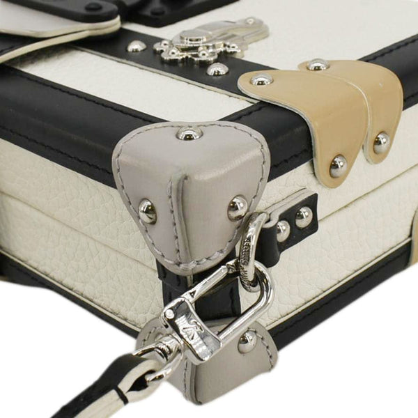 LOUIS VUITTON Petite Malle Trunk Leather Crossbody Bag Off White