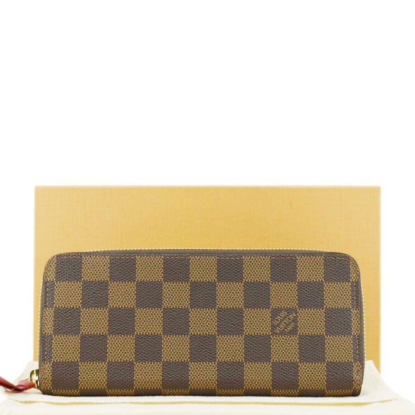 LOUIS VUITTON Clemence Damier Ebene Zippy Wallet Brown