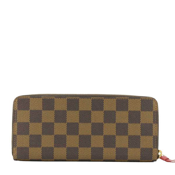 LOUIS VUITTON Clemence Damier Ebene Zippy Wallet Brown