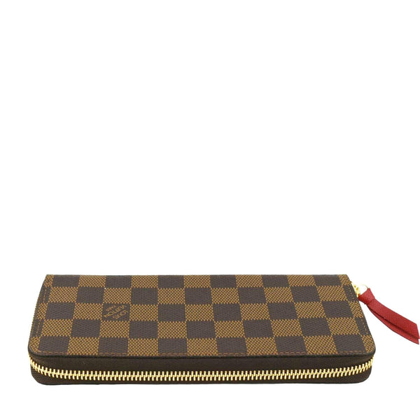 LOUIS VUITTON Clemence Damier Ebene Zippy Wallet Brown