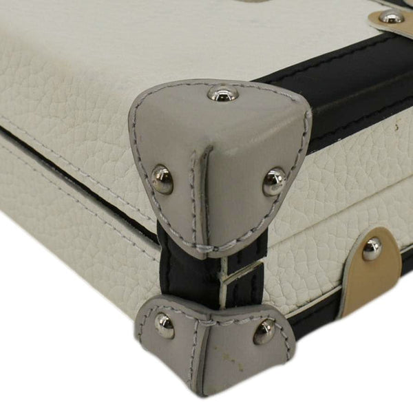 LOUIS VUITTON Petite Malle Trunk Leather Crossbody Bag Off White