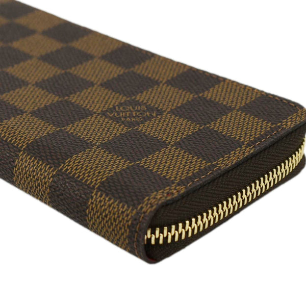 LOUIS VUITTON Clemence Damier Ebene Zippy Wallet Brown
