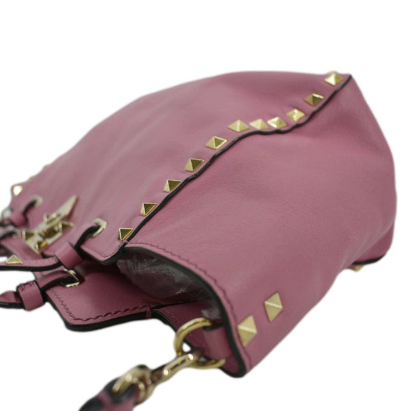 VALENTINO Trapeze Garavani Rockstud Leather Shopping Tote Bag Pink