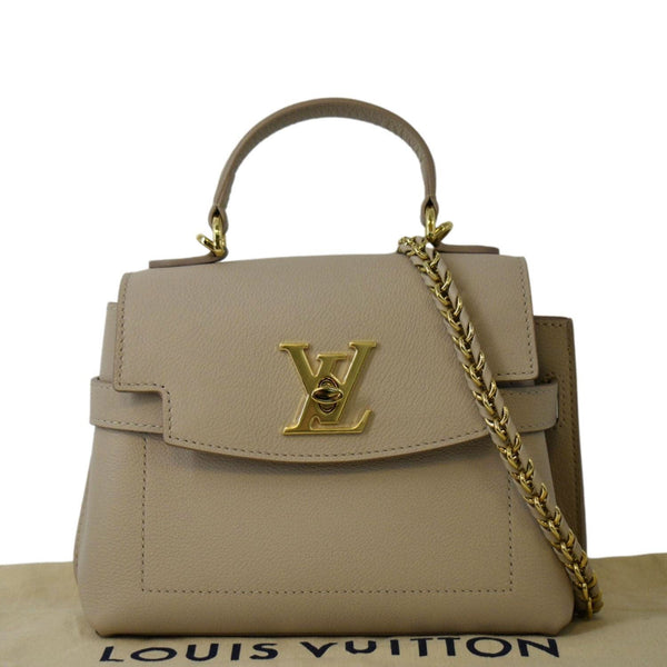 LOUIS VUITTON Mini Lockme Ever Leather Shoulder Bag Greige