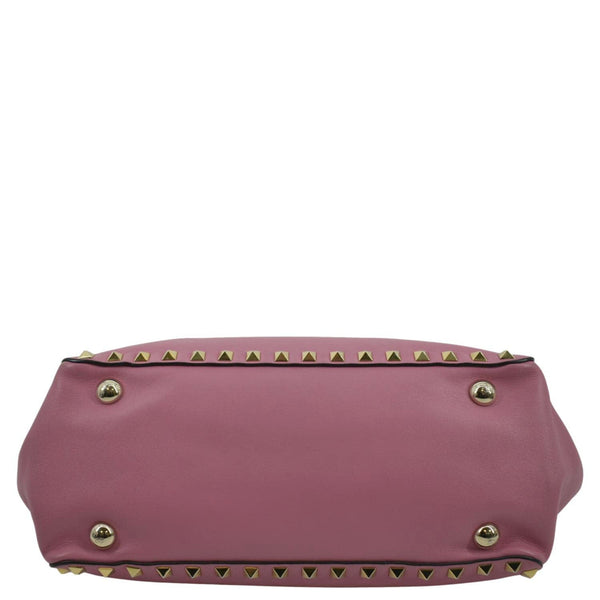 VALENTINO Trapeze Garavani Rockstud Leather Shopping Tote Bag Pink