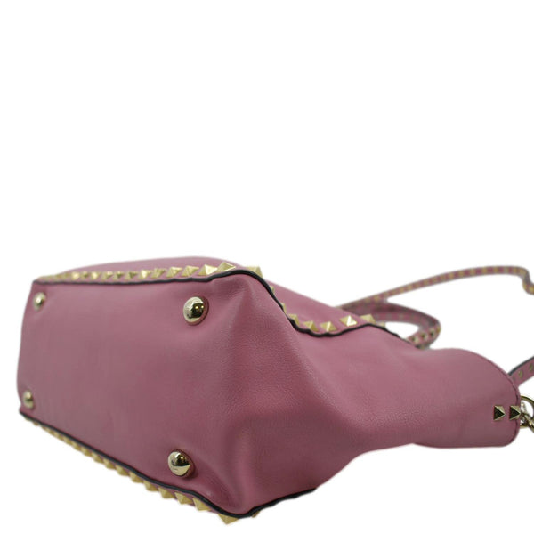VALENTINO Trapeze Garavani Rockstud Leather Shopping Tote Bag Pink