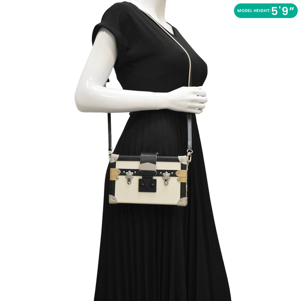 LOUIS VUITTON Petite Malle Trunk Leather Crossbody Bag Off White