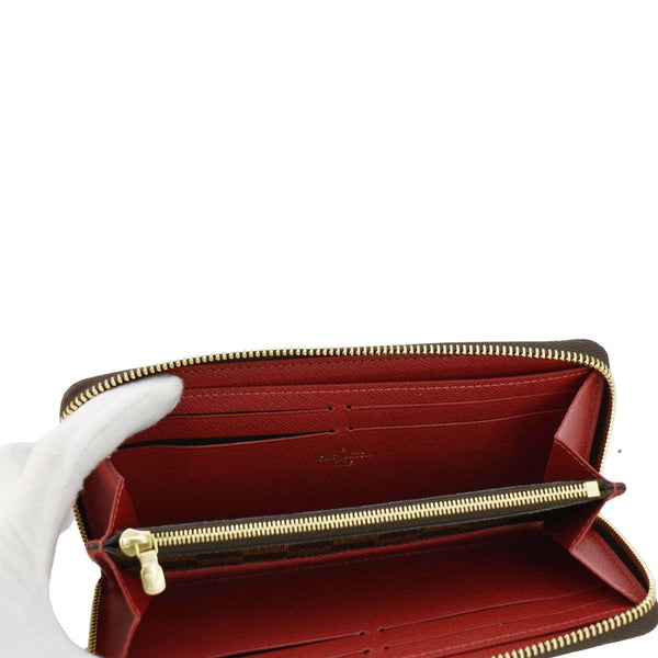 LOUIS VUITTON Clemence Damier Ebene Zippy Wallet Brown