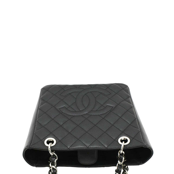 CHANEL PST Petit Quilted Caviar Leather Shopping Tote Bag Black