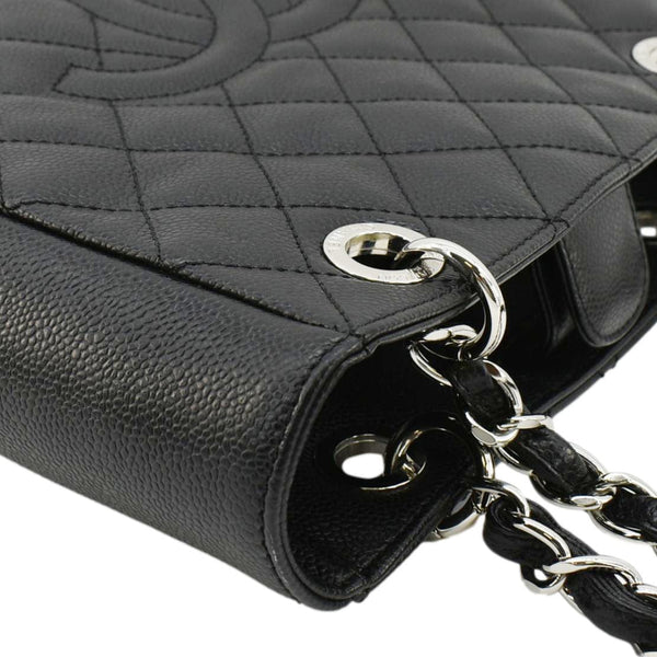 CHANEL PST Petit Quilted Caviar Leather Shopping Tote Bag Black