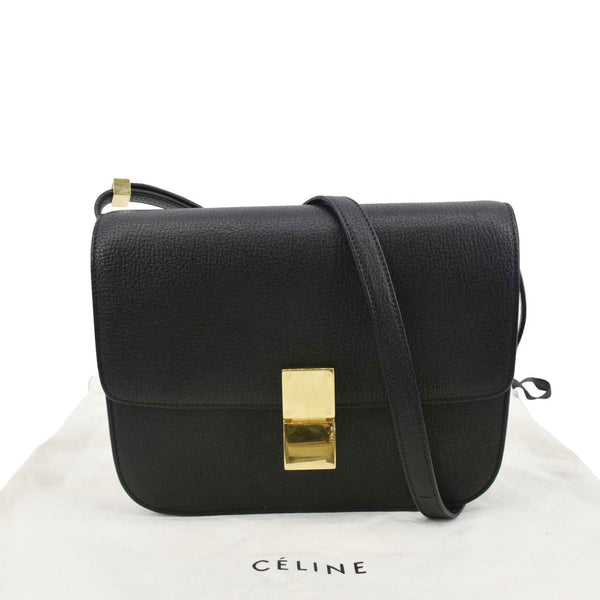 CELINE Classic Box Calfskin Leather Crossbody Bag Black