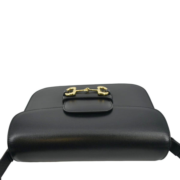 GUCCI Horsebit 1955 Small Leather Shoulder Bag Black 602204