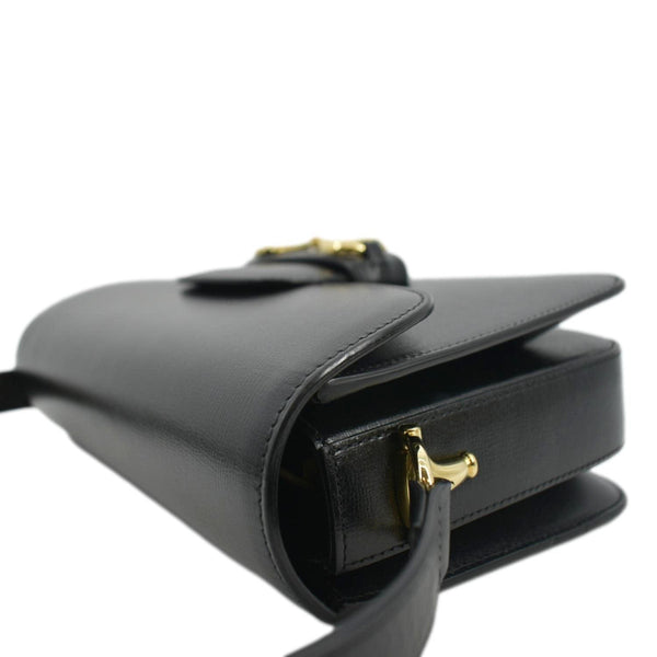 GUCCI Horsebit 1955 Small Leather Shoulder Bag Black 602204