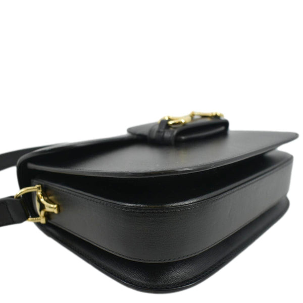 GUCCI Horsebit 1955 Small Leather Shoulder Bag Black 602204