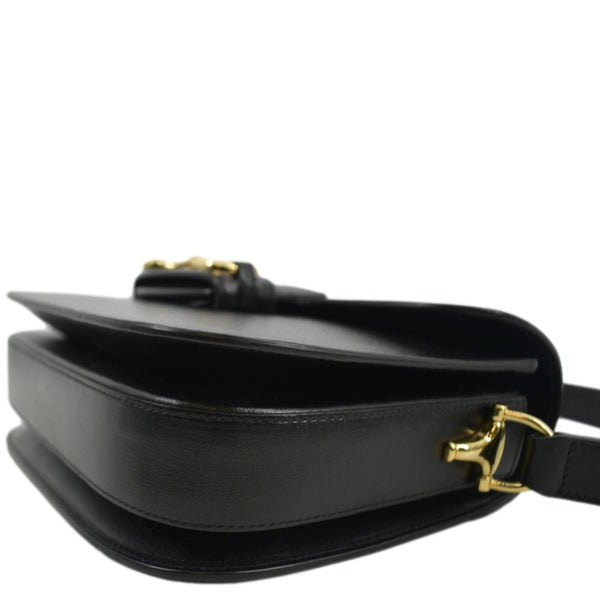 GUCCI Horsebit 1955 Small Leather Shoulder Bag Black 602204