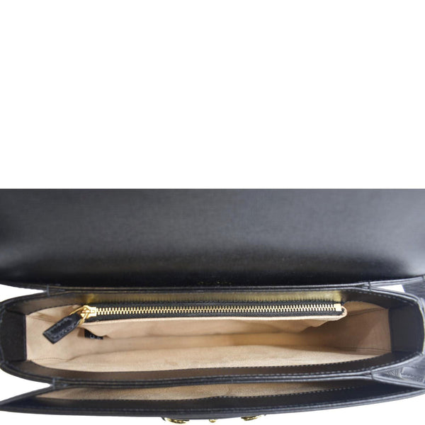 GUCCI Horsebit 1955 Small Leather Shoulder Bag Black 602204