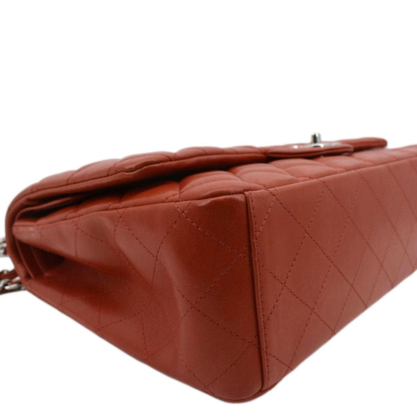 CHANEL Classic Maxi Double Flap Quilted Leather Shoulder Bag Red